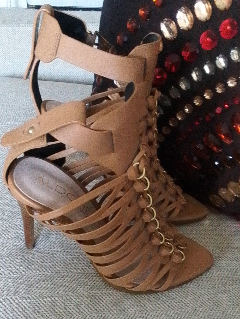 Aldo Tan Strappy Lace-Up Stiletto Sandals